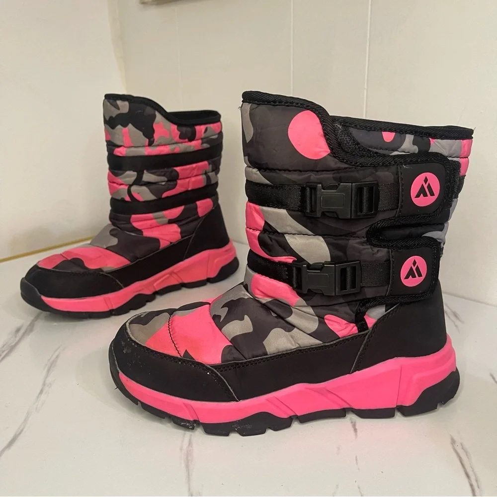 Girls’ Snow Boots Pink and Black Size 3 Little Girl